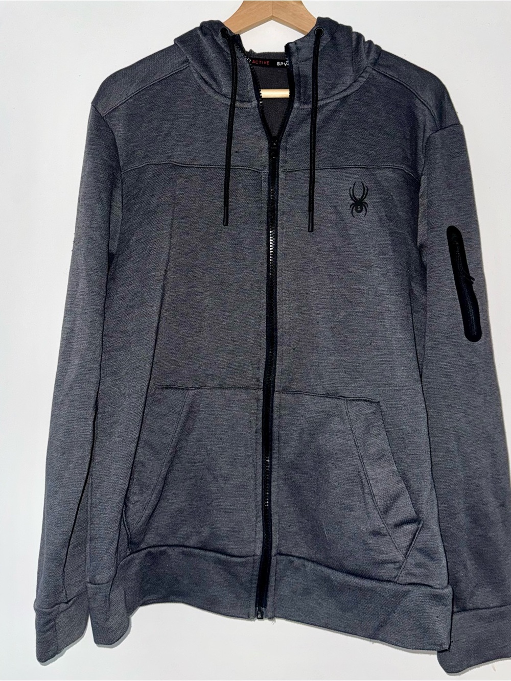Spyder Men’s Charcoal Gray Full-Zip Hooded Sweater